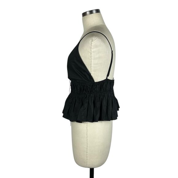 WAYF Shirred Peplum Camisole Black Tank Top Women's Size Large NWT - Picture 2 of 6